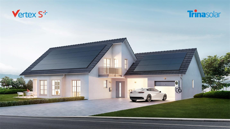 Trinasolar's Vertex S+ solar panels installed onto a residential rooftop